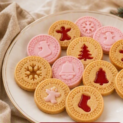 🎄🍪 3D-set met kerstkoekjesvormpjes (9 stempels) – één keer drukken en er verschijnen feestelijke patronen