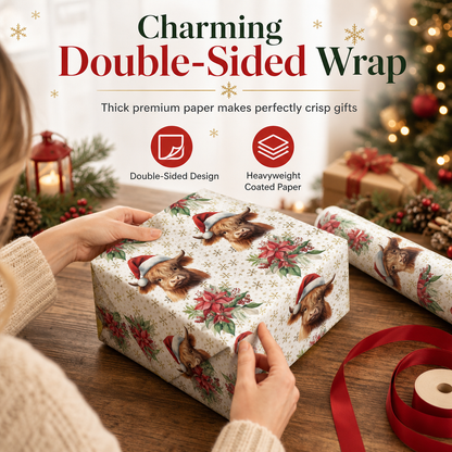 🎁🐮 Maak elk kerstcadeau extra bijzonder met Highland Cow inpakpapier! 🎄
