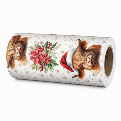 🎁🐮 Maak elk kerstcadeau extra bijzonder met Highland Cow inpakpapier! 🎄