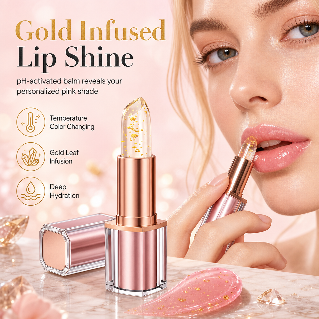 💋✨ Gouden Lippenbalsem met Magische Roze Glans 💄