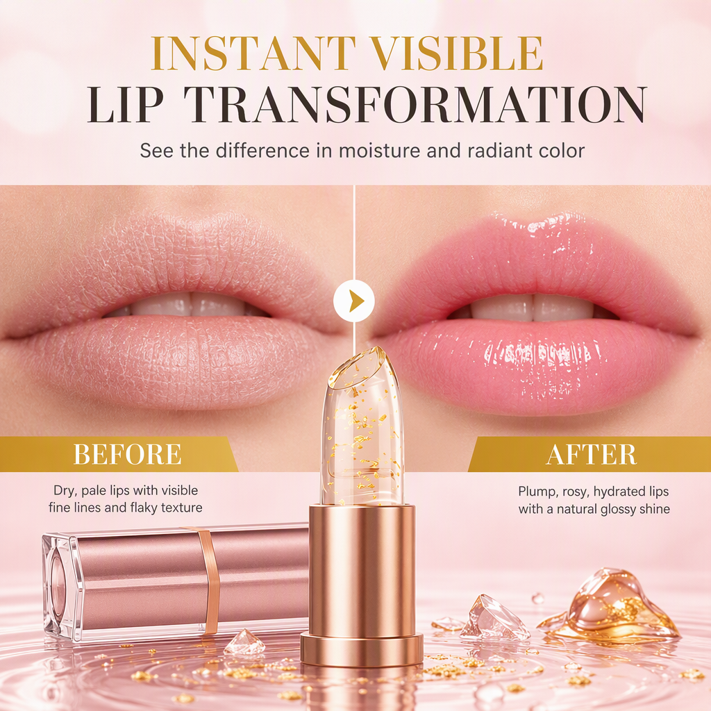 💋✨ Gouden Lippenbalsem met Magische Roze Glans 💄